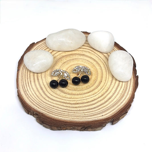 Black cherry studs earrings