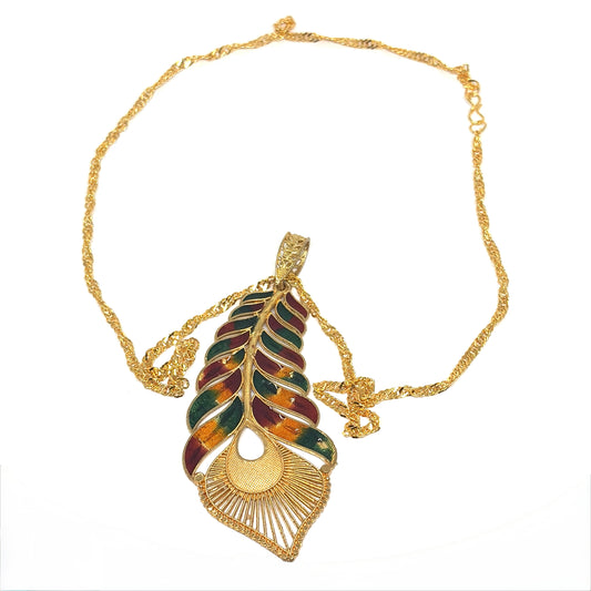 Meenakari Chain Pendent - Peacock feather