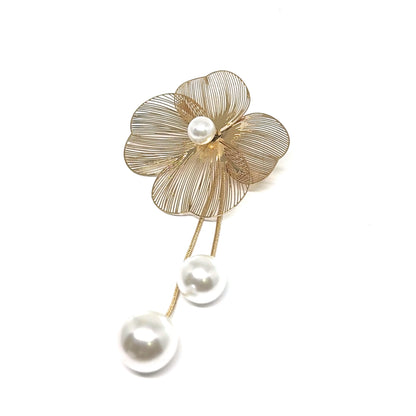 Flower-pearl drop earrings