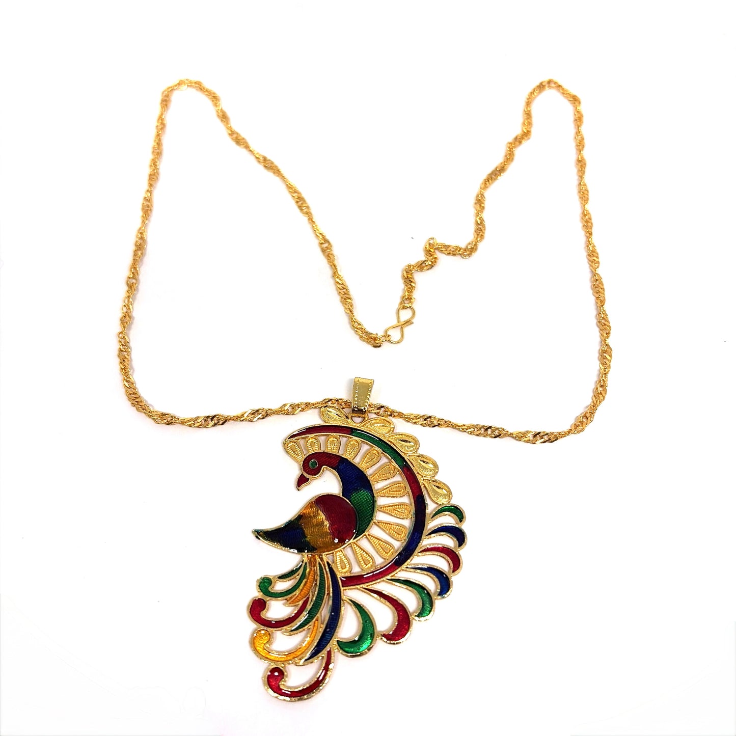 Meenakari Chain Pendent - peacock