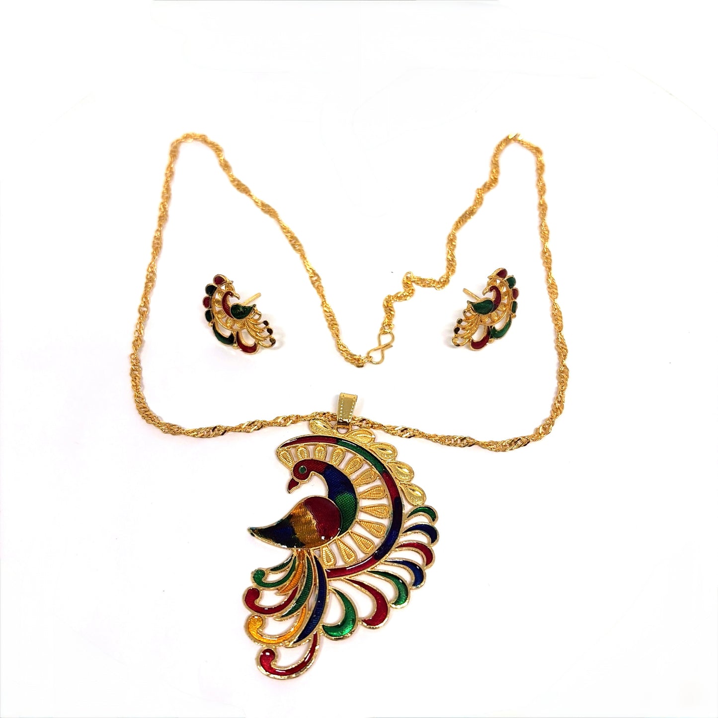 Meenakari Chain Pendent - peacock