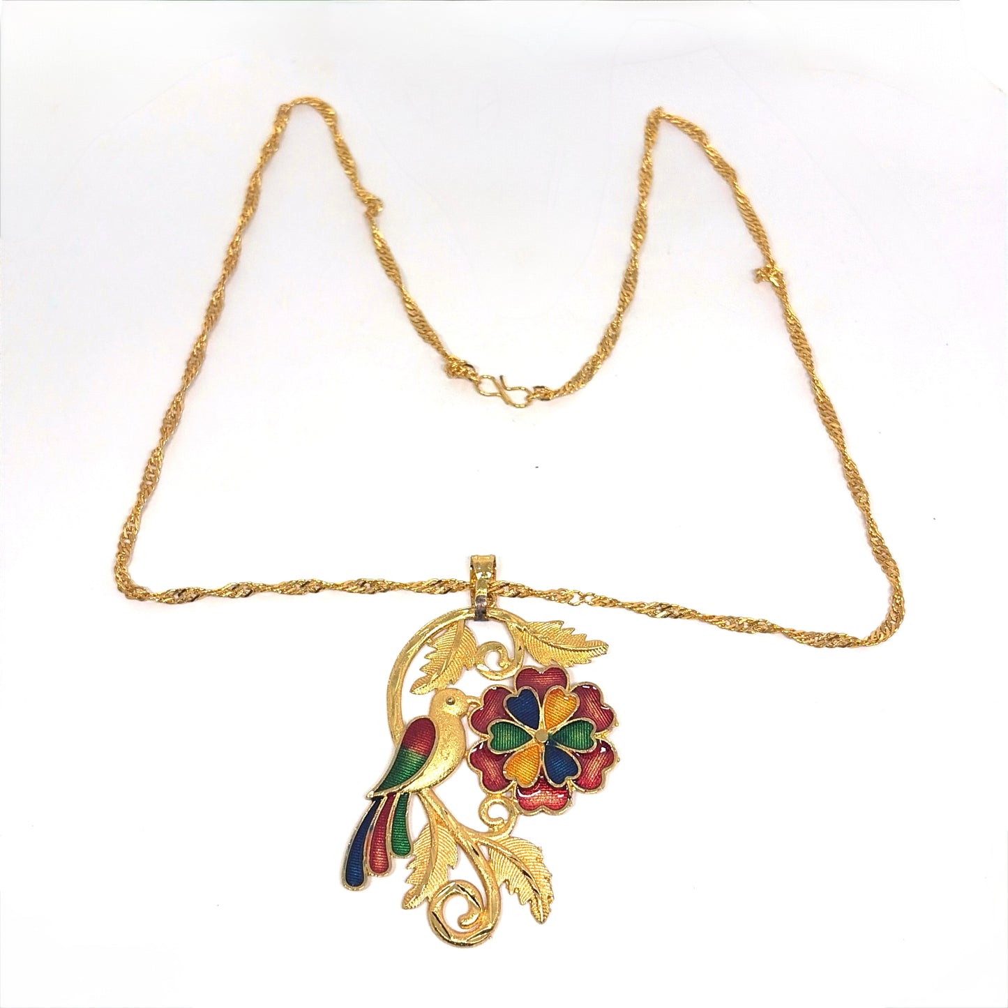 Meenakari Chain Pendent - Bird & Flower